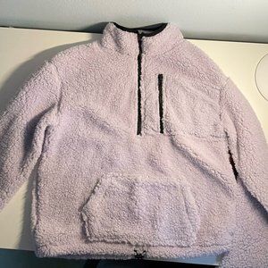 Girls Light Purple Fleece Quarter-zip Pullover with Drawstring